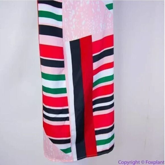 NEW SLNY floral print tie neck color block sleeveless dress, women's size 16W - Picture 7 of 16